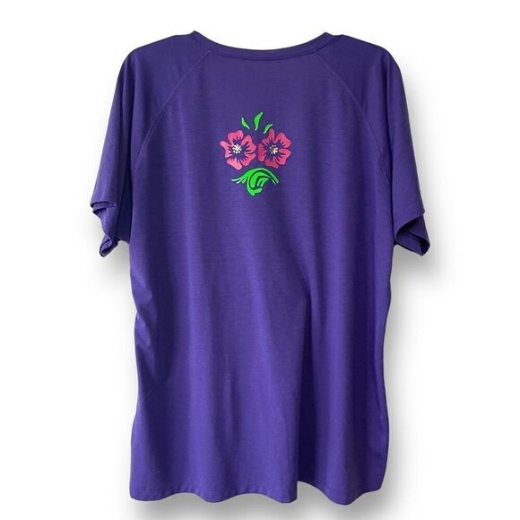 Sport-Tek Women's Floral V-neck Gems Short Sleeve Shirt Purple 3XL‎ - Picture 2 of 10